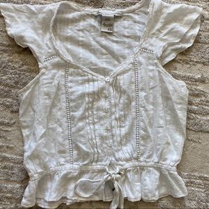 White ruffle shirt